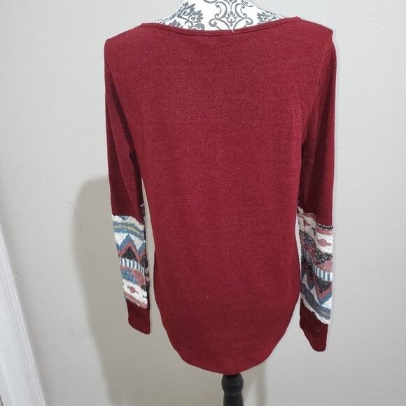 Style rock women's Aztec patch work long sleeve shirt. - Picture 3 of 8